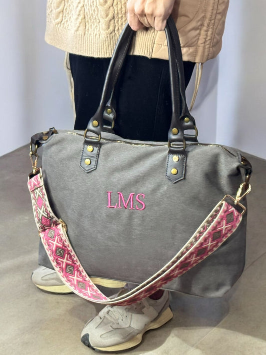 BOLSO SHOPPER LONETA Y PIEL - GRIS MARENGO