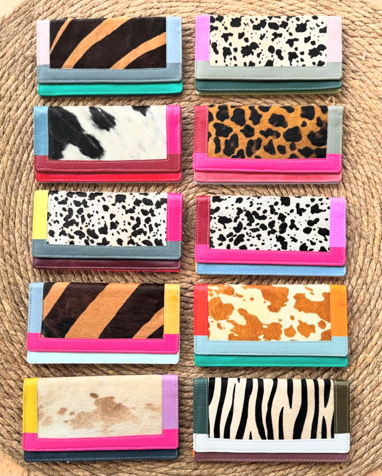 Cartera Piel y Pelo Animal Print Colores