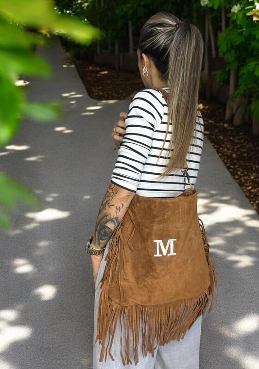 BOLSO SACA BANDOLERA FLECOS - CAMEL