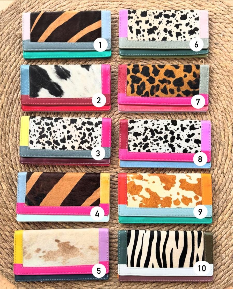 Cartera Piel y Pelo Animal Print Colores