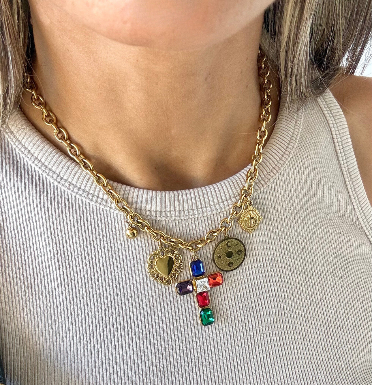 Collar Charm Cruz Cristal