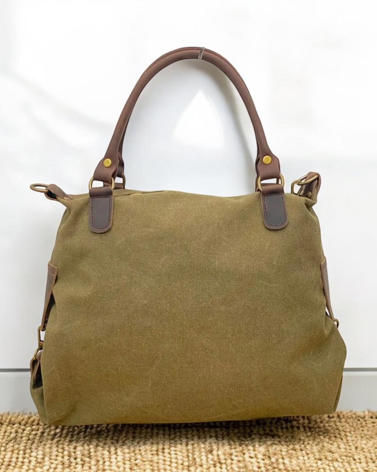 Bolso combinado loneta y piel personalizado - Color Negro