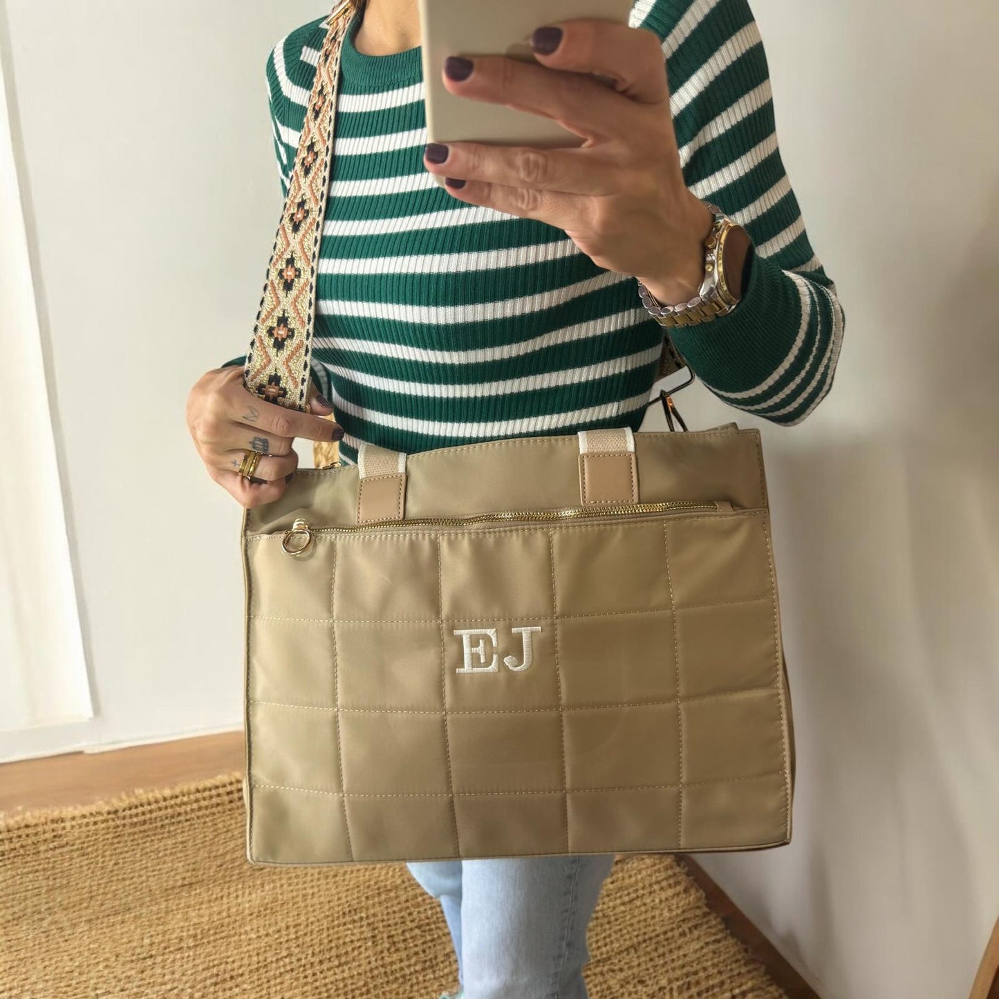 Shopper Nylon Personalizado - Color Taupe