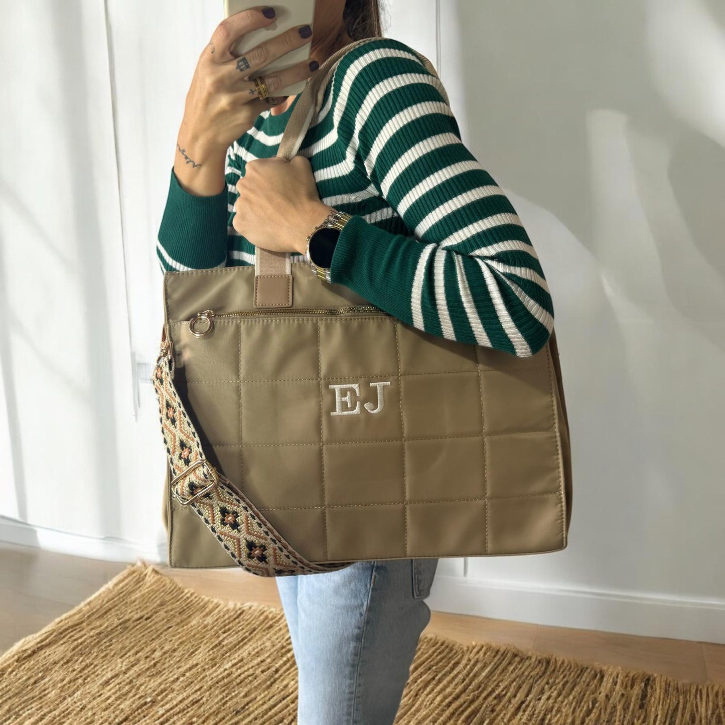 Shopper Nylon Personalizado - Color Taupe