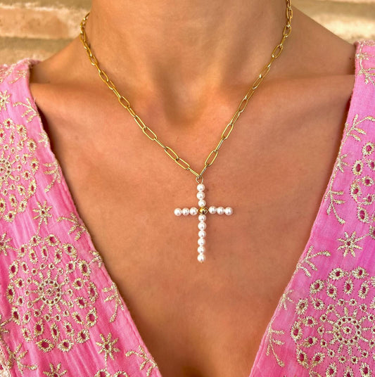 Collar Cruz Perla