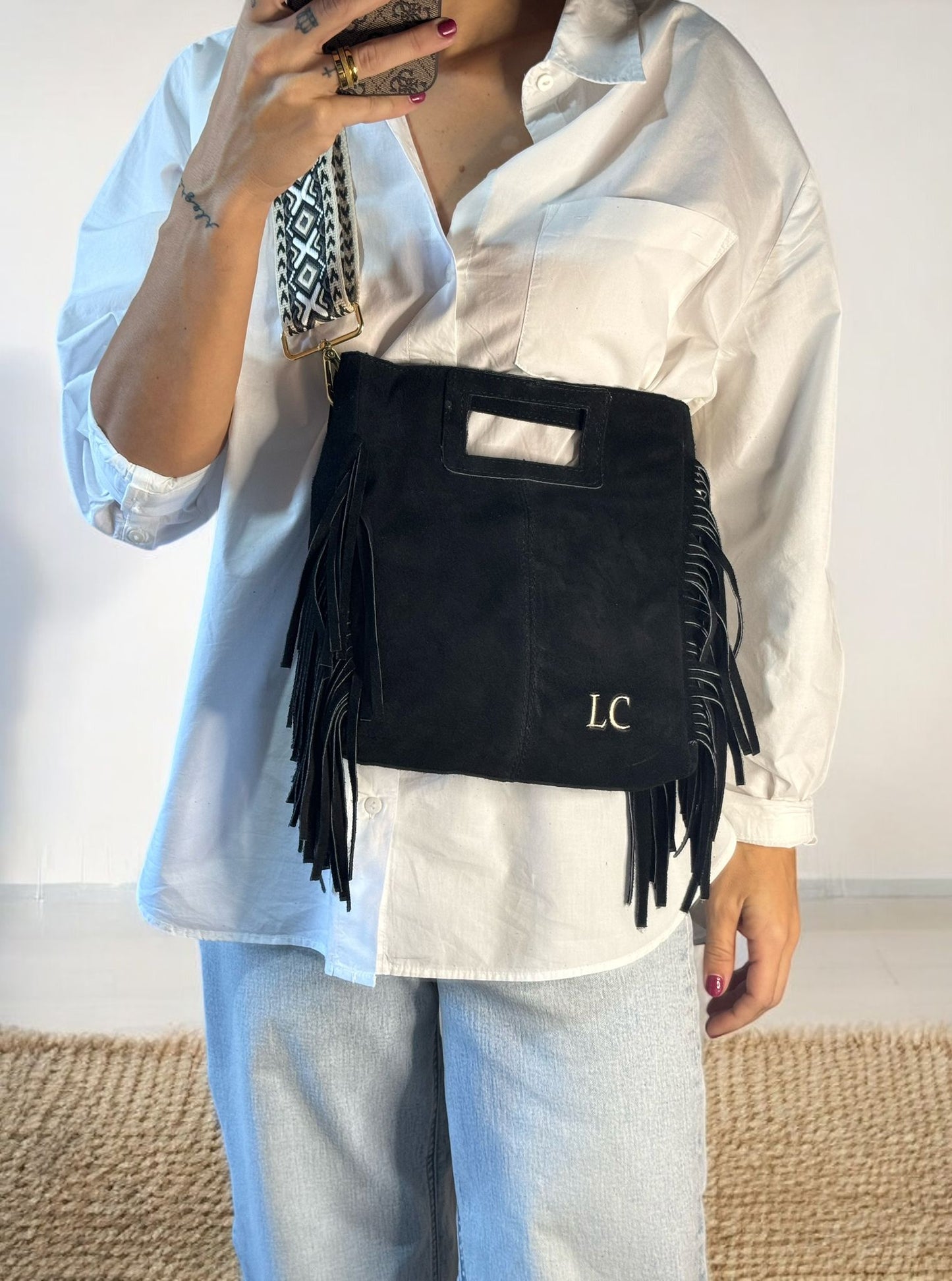 BOLSO FLECOS PIEL BLACK